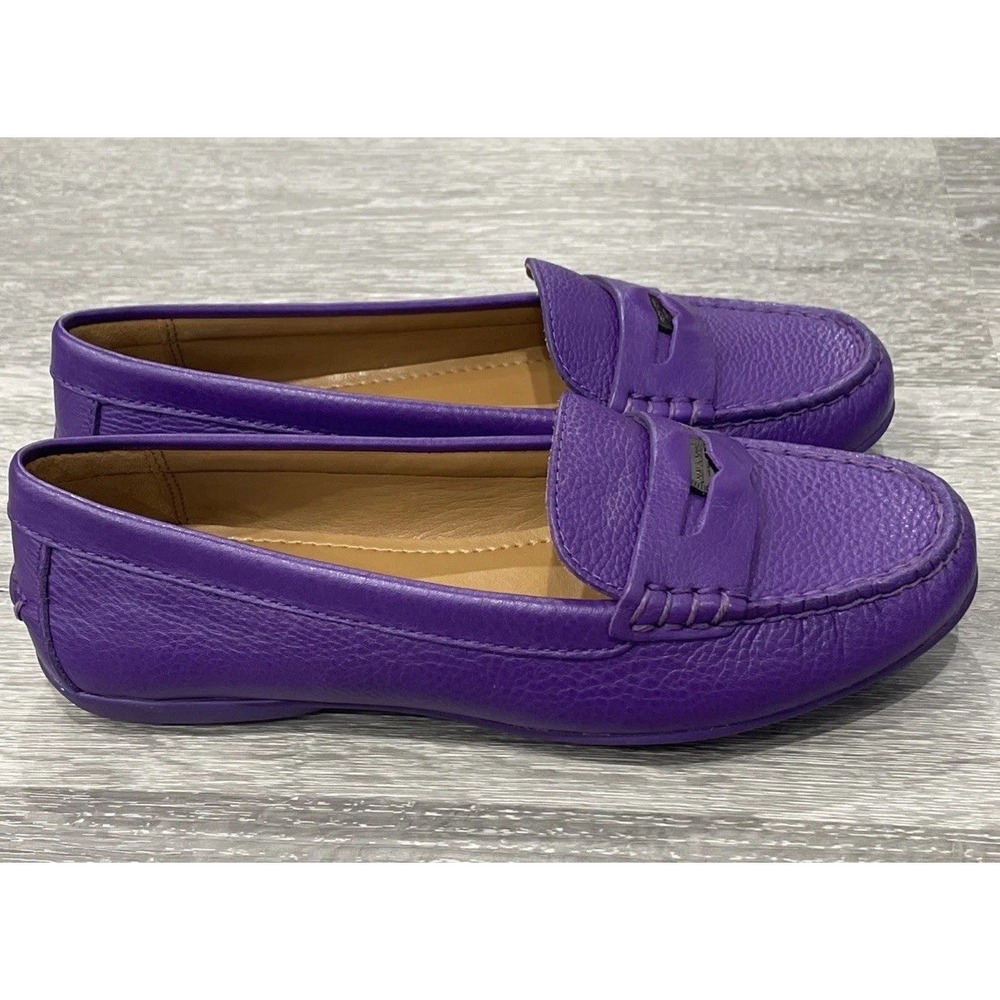 COACH PENNY‎ Pebble Grain Leather  Purple Women's 6.5 M Loafers Q8785 NWB - Picture 5 of 10